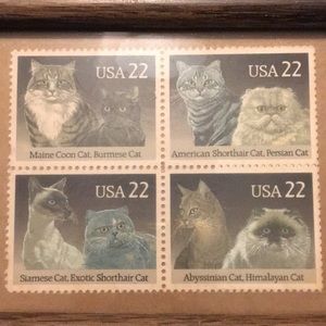 Cat stamps in small frame